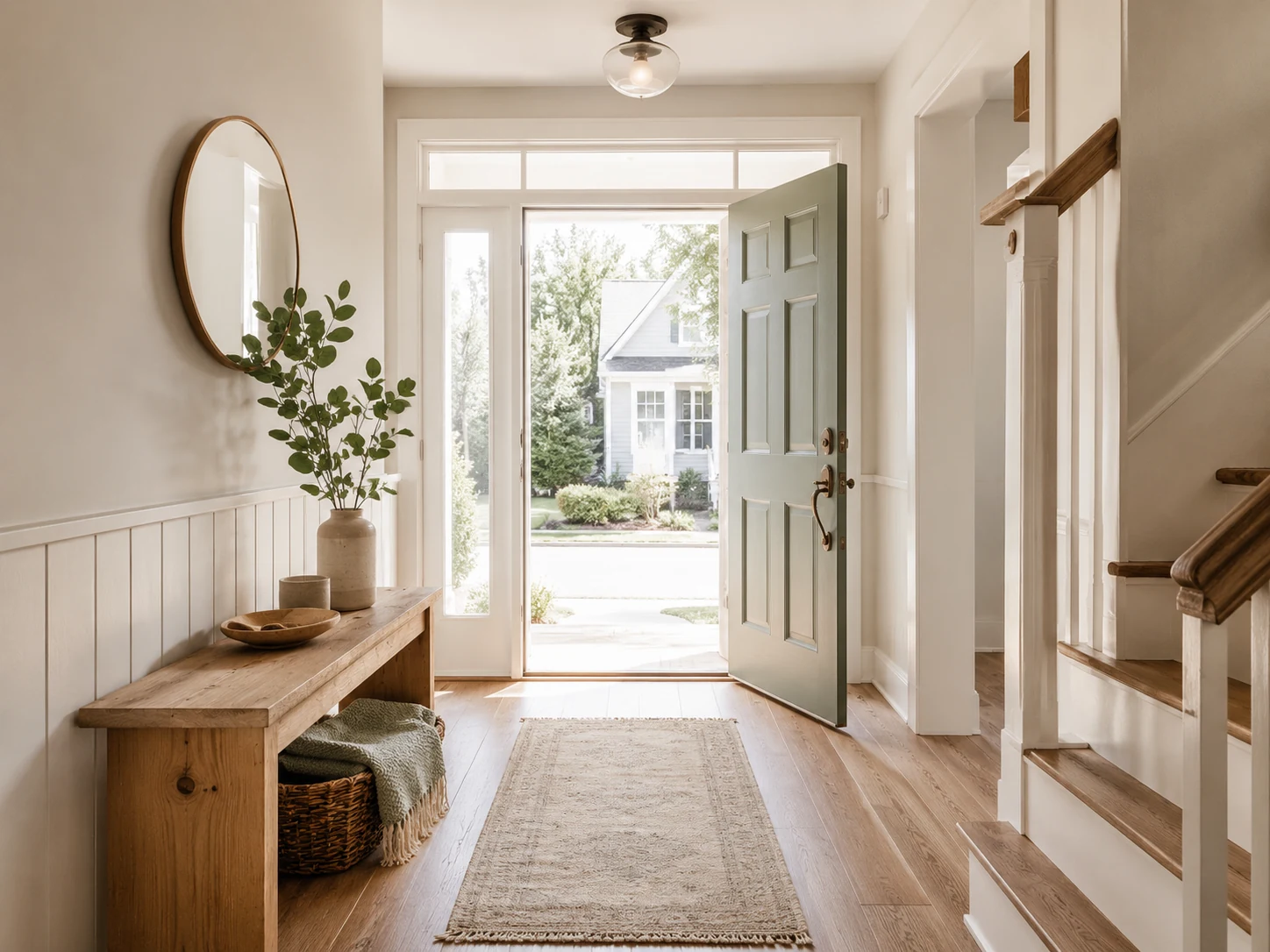 A welcoming home entryway filled with natural light.